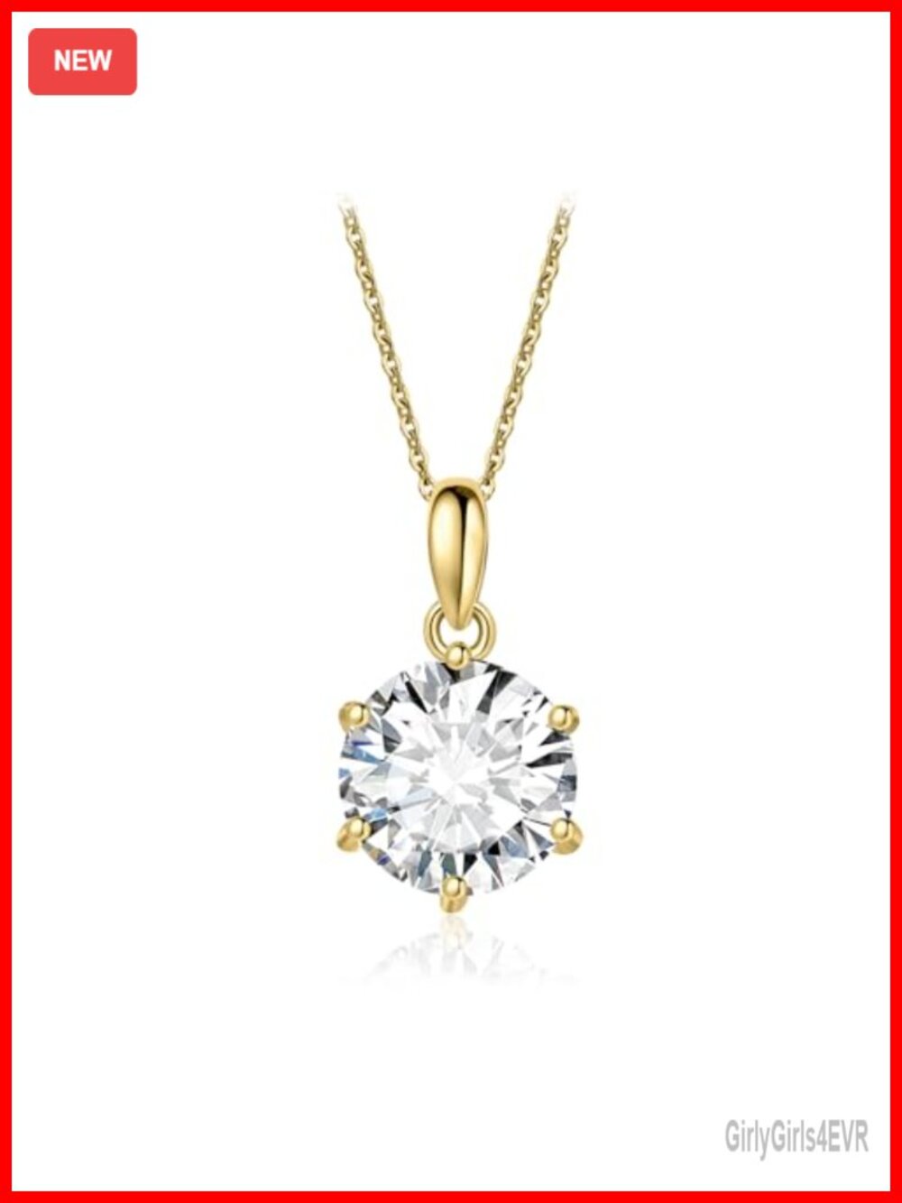 Moissanite Solitaire Pendant Necklace 925 Sterling Silver 14k White Gold Plated